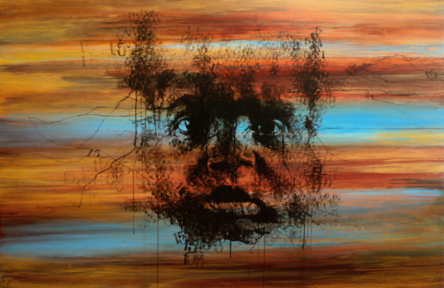 'Kimberley Dreaming', 2015, potato stamp, ink and acrylic on canvas, 120 x 180 cm