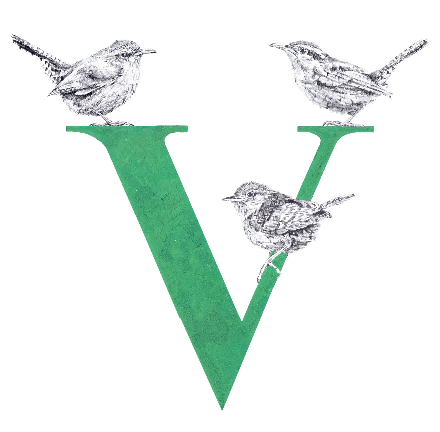 V für Vogel, 2017, date stamp and ink on paper, 50 x 50 cm